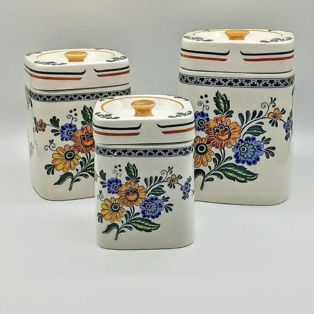 Vintage Daeware New Jersey Floral Ceramic Canister Set